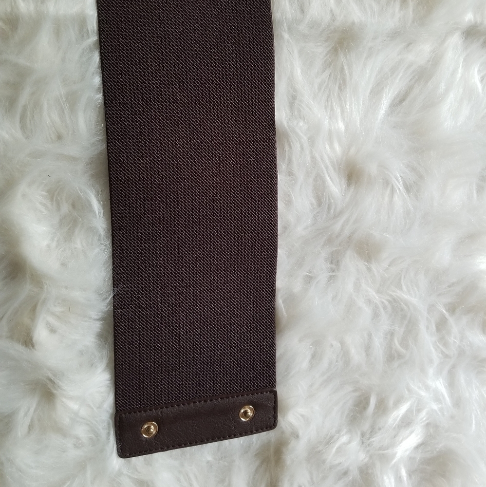 Wide Brown Faux Leather And Elastic Belt - Picture 3 of 4